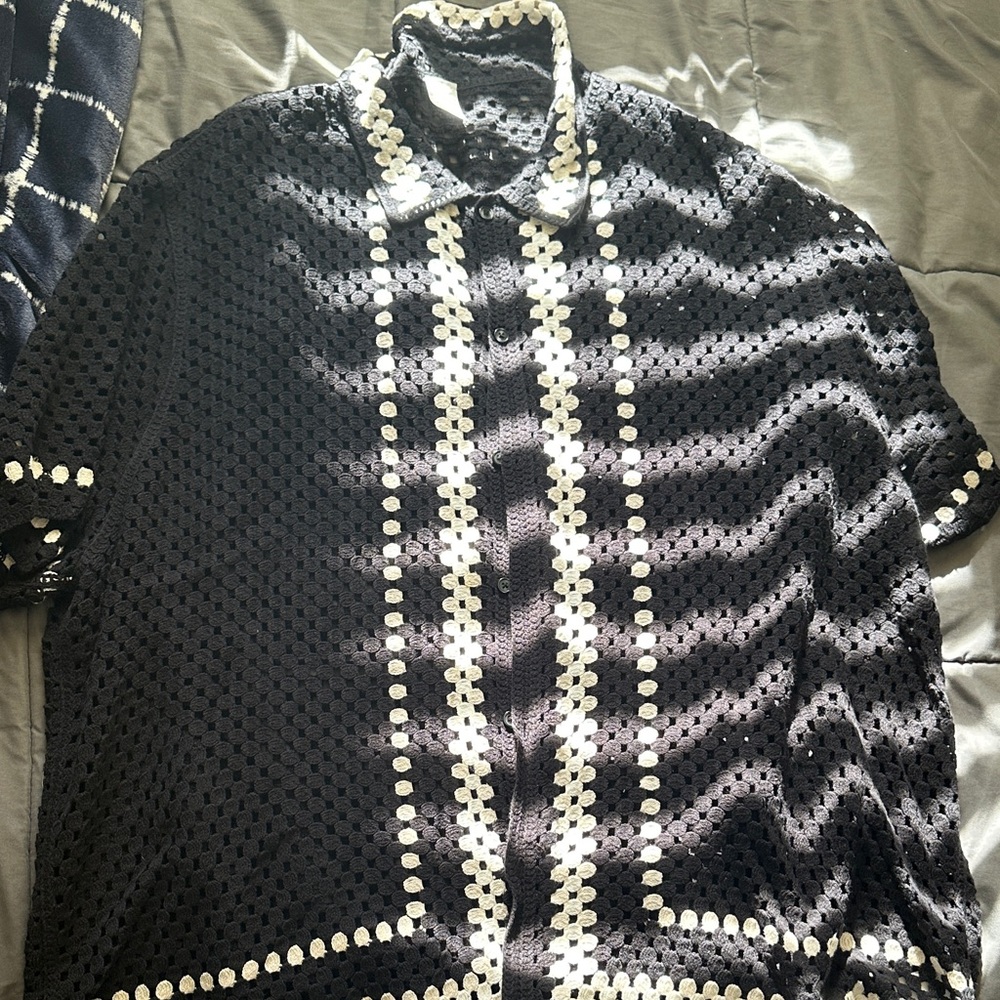 No Boundaries Black and White Crochet Top